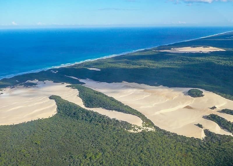 Aerial view of Fraser Island, the Largest Sand Island